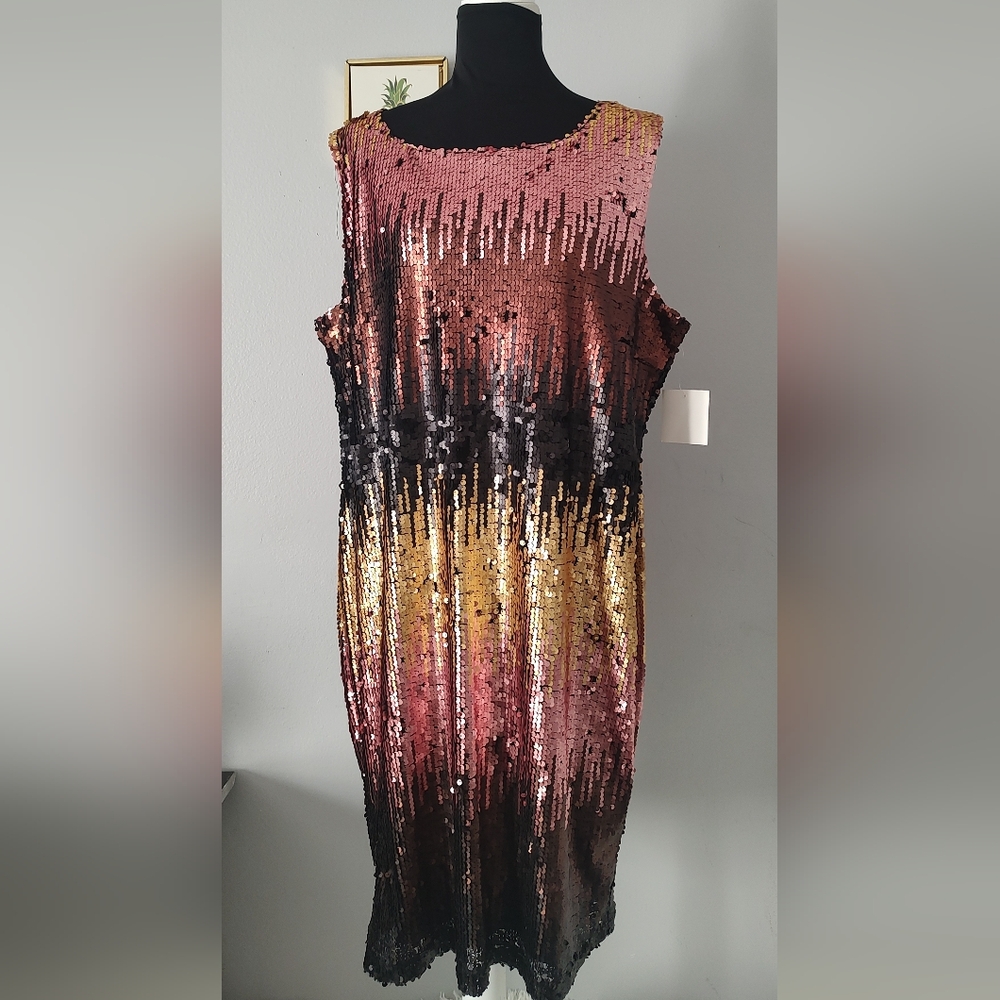 Party Dress Women Olivia Matthews Sequin Zipper Back Size 20W Sleeveless New